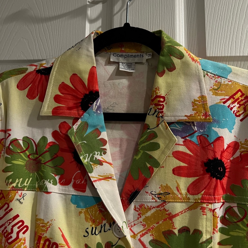 Spring Compliments Floral Button Up Jacket Size 14 - image 1